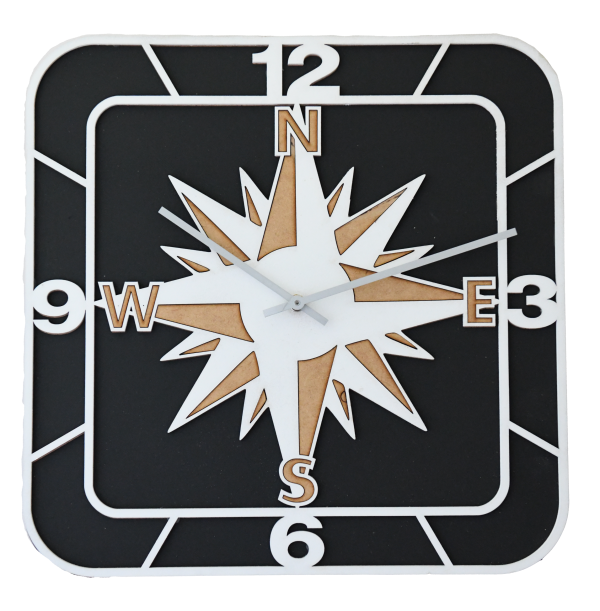 Nautical Square Black Back White Numbers